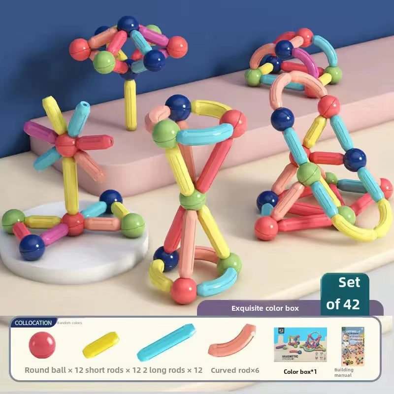 MagnaBuild Buddies – Large Particle Magnetic Stick Blocks for Kids’ Creative Construction Play