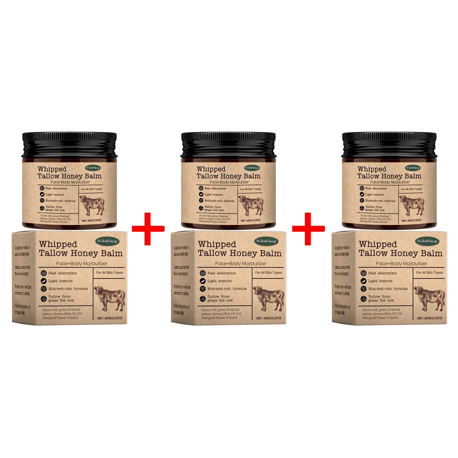 ​Beef Tallow Paste Deeply Moisturizer Brightening Wrinkle Remover Grass Fed Tallow Wild Honey Face Body Cream Skin Car