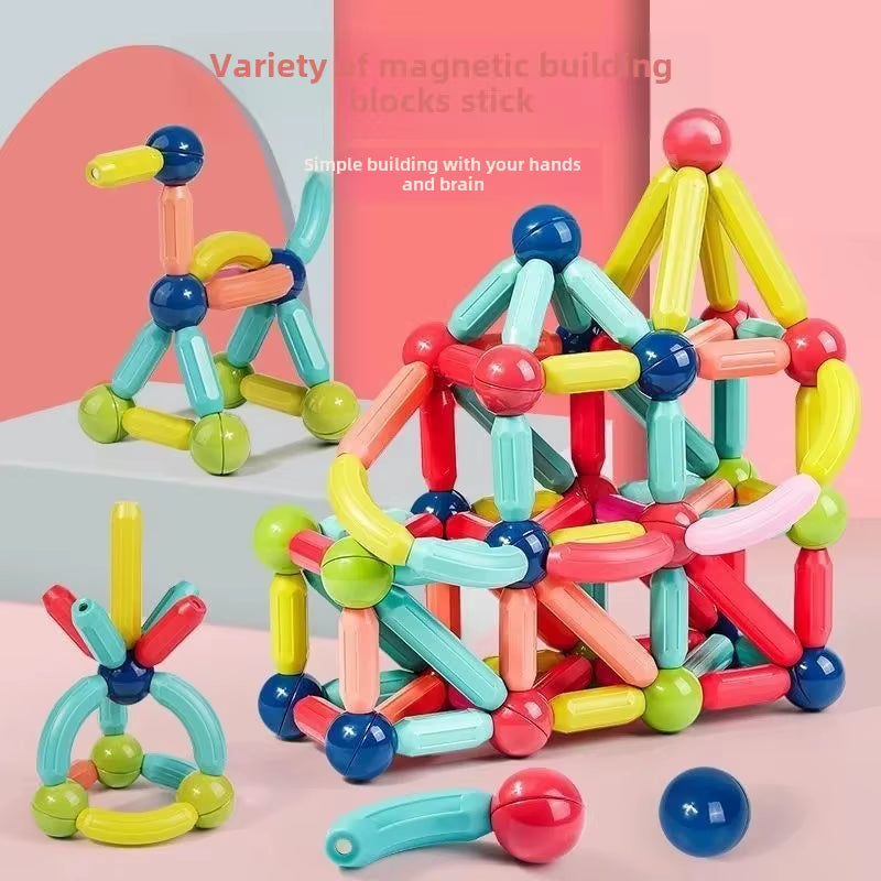 MagnaBuild Buddies – Large Particle Magnetic Stick Blocks for Kids’ Creative Construction Play