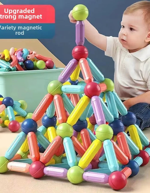 Load image into Gallery viewer, MagnaBuild Buddies – Large Particle Magnetic Stick Blocks for Kids’ Creative Construction Play
