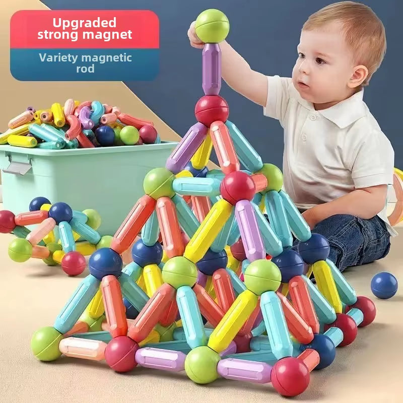 MagnaBuild Buddies – Large Particle Magnetic Stick Blocks for Kids’ Creative Construction Play