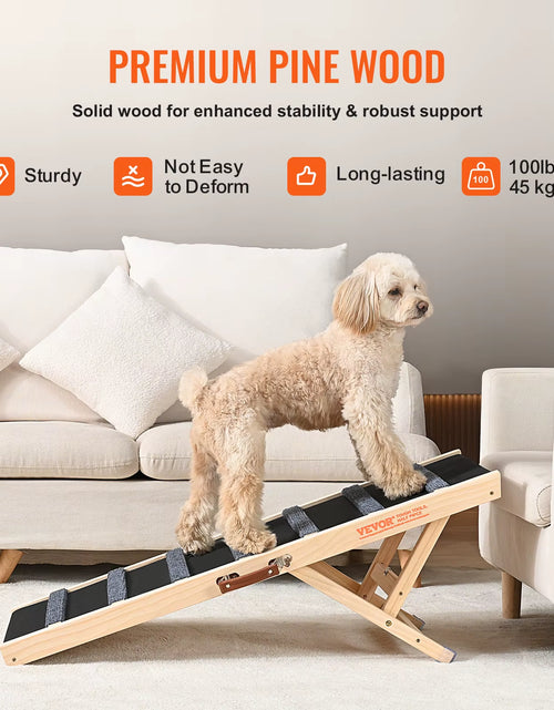 Load image into Gallery viewer, Dog Ramp Folding Ladder Anti-Slip High Adjustable Wooden Pet Ramp Removable for Small Old Dog Climbing Stairs Sofa Car
