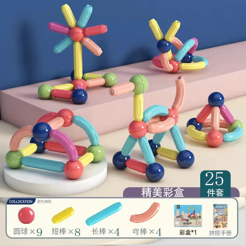 MagnaBuild Buddies – Large Particle Magnetic Stick Blocks for Kids’ Creative Construction Play