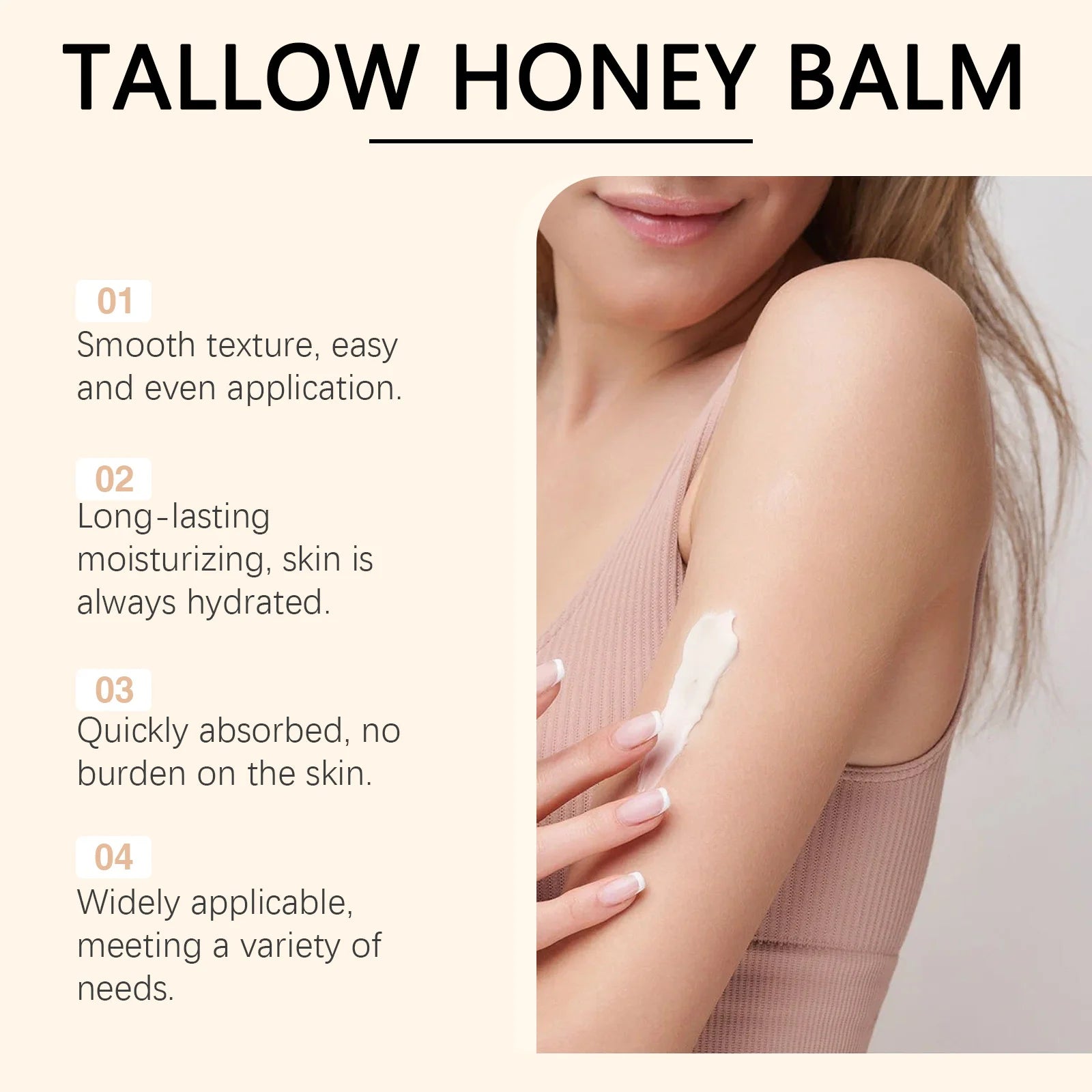 ​Beef Tallow Paste Deeply Moisturizer Brightening Wrinkle Remover Grass Fed Tallow Wild Honey Face Body Cream Skin Car