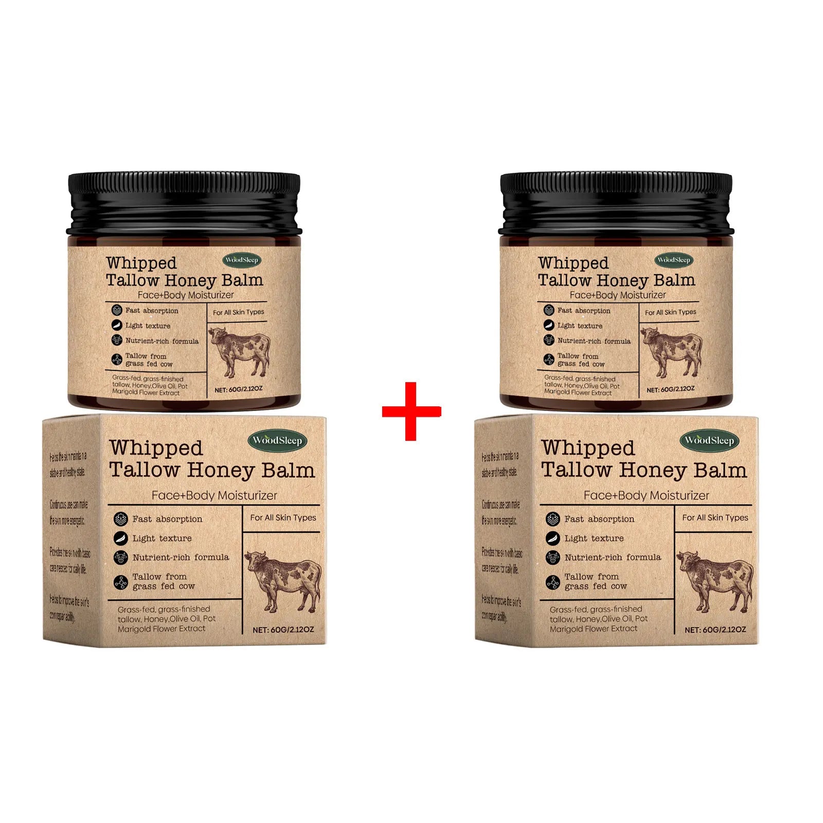 ​Beef Tallow Paste Deeply Moisturizer Brightening Wrinkle Remover Grass Fed Tallow Wild Honey Face Body Cream Skin Car