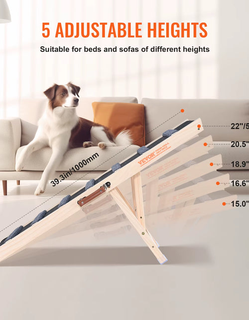 Load image into Gallery viewer, Dog Ramp Folding Ladder Anti-Slip High Adjustable Wooden Pet Ramp Removable for Small Old Dog Climbing Stairs Sofa Car
