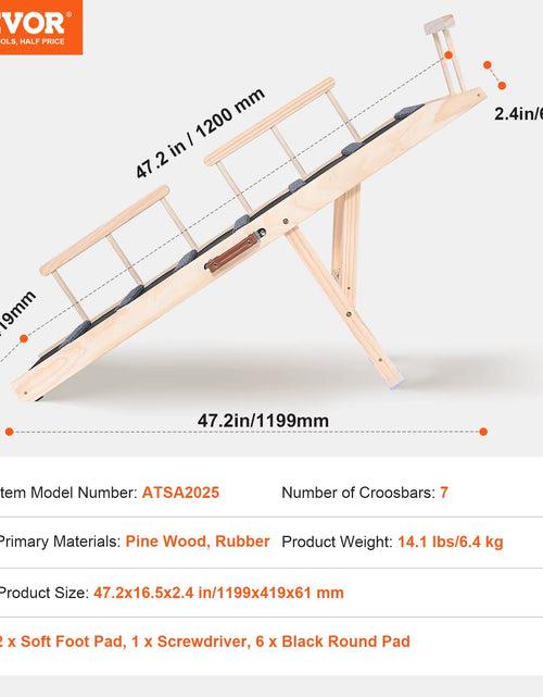 Load image into Gallery viewer, Dog Ramp Folding Ladder Anti-Slip High Adjustable Wooden Pet Ramp Removable for Small Old Dog Climbing Stairs Sofa Car
