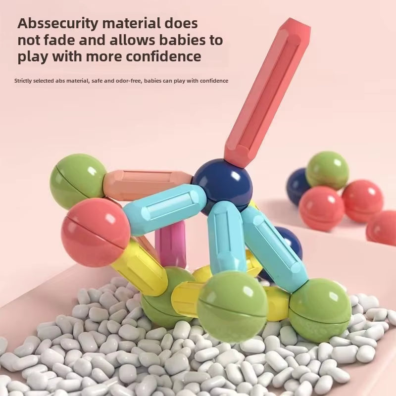 MagnaBuild Buddies – Large Particle Magnetic Stick Blocks for Kids’ Creative Construction Play