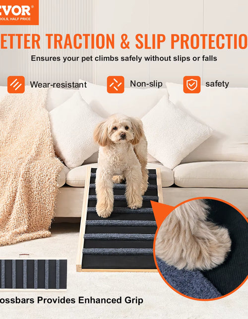 Load image into Gallery viewer, Dog Ramp Folding Ladder Anti-Slip High Adjustable Wooden Pet Ramp Removable for Small Old Dog Climbing Stairs Sofa Car
