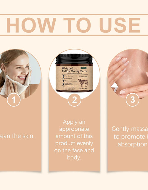 Load image into Gallery viewer, ​Beef Tallow Paste Deeply Moisturizer Brightening Wrinkle Remover Grass Fed Tallow Wild Honey Face Body Cream Skin Car
