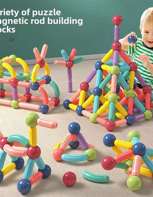 Load image into Gallery viewer, MagnaBuild Buddies – Large Particle Magnetic Stick Blocks for Kids’ Creative Construction Play
