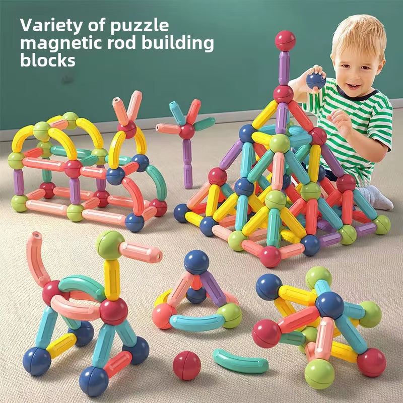 MagnaBuild Buddies – Large Particle Magnetic Stick Blocks for Kids’ Creative Construction Play